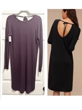 NWT Babaton Aritzia Jaco Dress Tie Open Back Long Sleeve Plum Sz Small BRAND NEW
